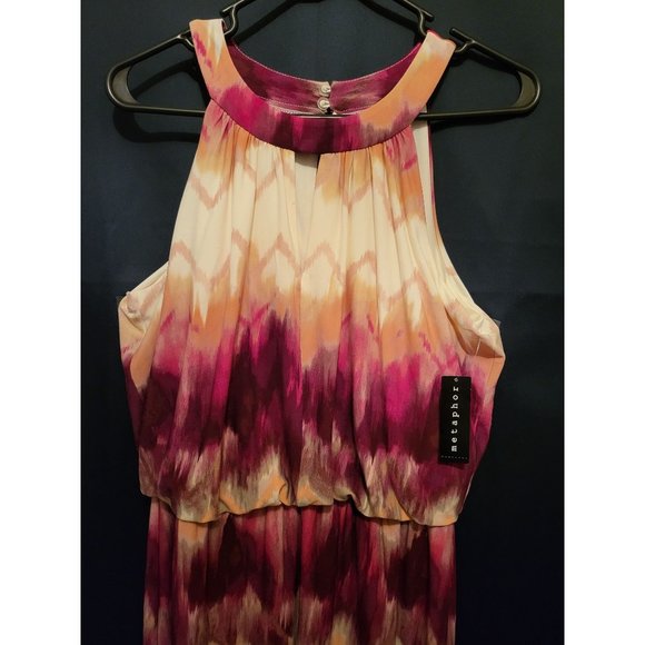 METAPHOR Missy BLSN Halter Maxi Pink Combo Size 10 - Picture 5 of 9